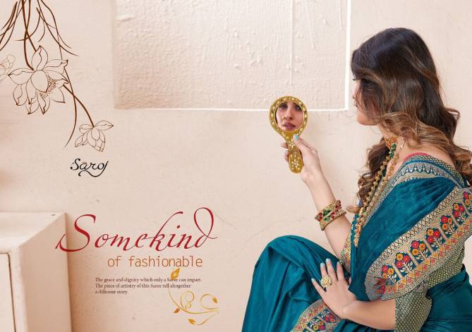 Saroj Milaan Fancy Designer Festive Wear Vichitra Silk Saree Collection